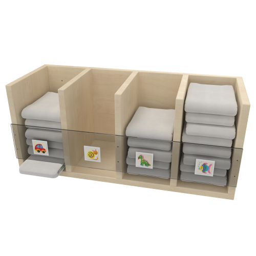 Windelregal, passend zu Wickelkommoden mit Windelfächern und Plexiglasblenden