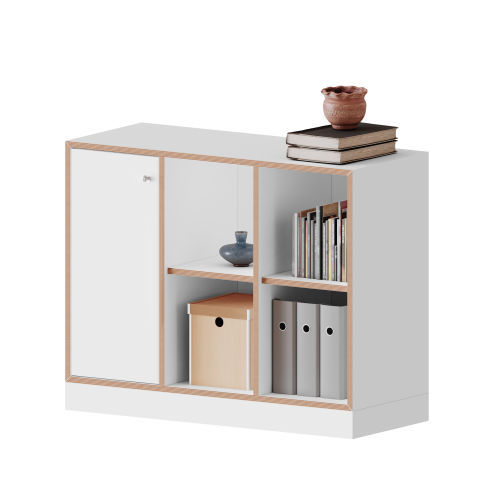 qickly® Schrank, 2 Ordnerhöhen, 1 Tür rechts mit Schloss