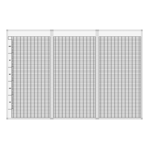 Klassenplantafel erweiterbar mit Whiteboardoberfläche Stundenplantafel 3-teilig für 30 Klassen mit 8 Tagesstunden, 142x103 cm