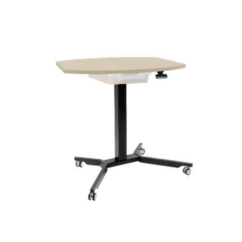 Sitz- / Stehtisch mit Vollkernplatte H: 70-111 cm, fahrbarer und höhenverstellbarer Tisch Sitz- / Stehtisch mit Vollkernplatte H: 70-111 cm, fahrbarer und höhenverstellbarer Tisch