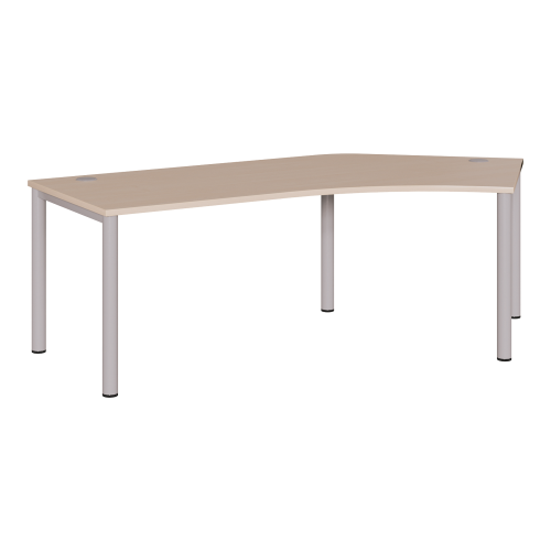 Freiform Schreibtisch höhenverstellbar mit Rundrohrgestell B/H/T: 217x72-86x80/113 cm, kurze Ecke rechts, Plattendekor und Gestellfarbe sind wählbar
