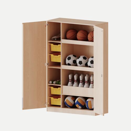 Sportschrank, 5 Ordnerhöhen - Serie evo180 Breite 120 cm, Gesamthöhe 190 cm, 2 hohe ErgoTray Boxen, Ballfach, mit Sockel (81 mm) Sportschrank, 5 Ordnerhöhen - Serie evo180 Breite 120 cm, Gesamthöhe 190 cm, 2 hohe ErgoTray Boxen, Ballfach, mit Sockel (81 mm)