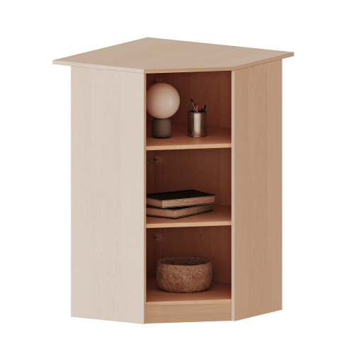 Innenecke als Regal, 3 Ordnerhöhen - Serie evo180 Gesamthöhe 118 cm, für 40, 50 oder 60 cm tiefe Schrankwände, mit Sockel (81 mm)
