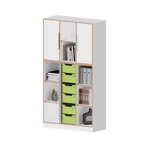 qickly® Schrank, 5 Ordnerhöhen, 2 Türen, 6 große Ergo Tray Boxen B/H/T: 104,2x176x42,6 cm