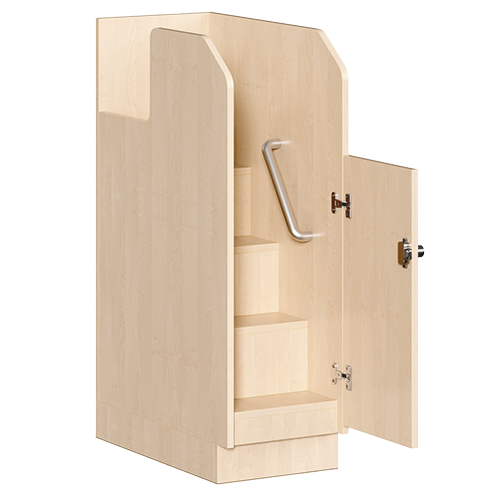 Wickelkommode, vierreihig zuzüglich Badewanne B/H/T: 249x113x91,5 cm, Integrierter Aufgang links, Regal und Badewanne rechts
