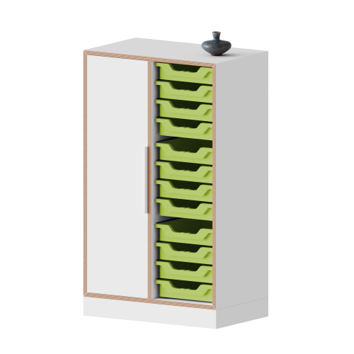 qickly® Schrank, 3 Ordnerhöhen, 1 Tür, 12 kleine Ergo Tray Boxen B/H/T: 70,1x110,5x42,6 cm