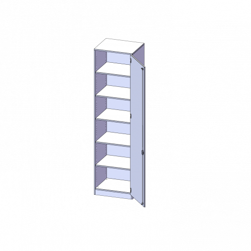 Schrank, 6 Ordnerhöhen - Serie evo180 B/H/T: 60x226x60 cm, 1 Tür, abschließbar, Tür öffnet nach rechts, mit Sockel (81 mm)