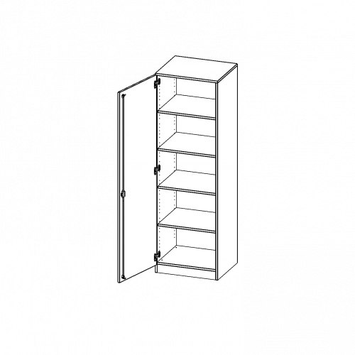 Schrank, 5 Ordnerhöhen - Serie evo180 B/H/T: 60x190x50 cm, 1 Tür, abschließbar, Tür öffnet nach links, mit Sockel (81 mm)