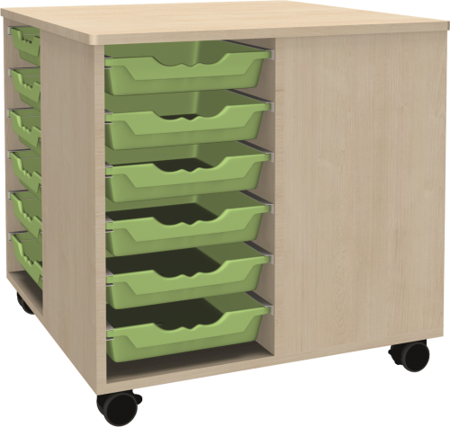 Spielinsel "A-Toll Midi", mit 24 flachen Ergo Tray Boxen, fahrbar B/H/T: 75x82x75 cm, Korpusdekor und Farbe der Boxen nach Wahl Spielinsel "A-Toll Midi", mit 24 flachen Ergo Tray Boxen, fahrbar B/H/T: 75x82x75 cm, Korpusdekor und Farbe der Boxen nach Wahl