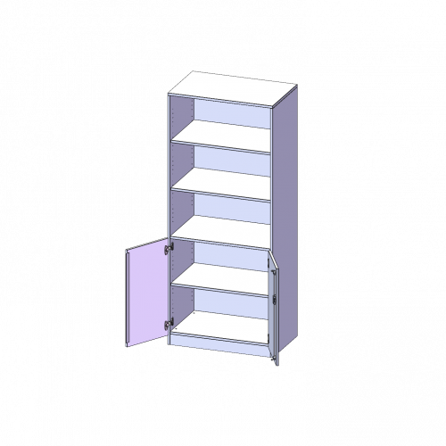 Schrank, 5 Ordnerhöhen, Türen unten (2 OH), oben 3 offene Fächer - Serie evo180 B/H/T: 80x190x50 cm, 2 Türen, abschließbar, mit Sockel (81 mm)