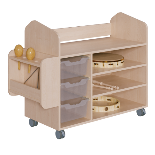 Musikwagen mit Musikinstrumente-Ansatzelement B/H/T: 105/122x94,3x50 cm, inkl. 3 Ergo Tray Kunststoffboxen Musikwagen mit Musikinstrumente-Ansatzelement B/H/T: 105/122x94,3x50 cm, inkl. 3 Ergo Tray Kunststoffboxen