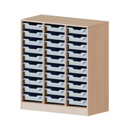 ErgoTray Regal, dreireihig, 3 Ordnerhöhen - evo180 Serie Breite 104,5 cm, Gesamthöhe 118 cm, mit Sockel, 30 flache ErgoTray Boxen ErgoTray Regal, dreireihig, 3 Ordnerhöhen - evo180 Serie Breite 104,5 cm, Gesamthöhe 118 cm, mit Sockel, 30 flache ErgoTray Boxen