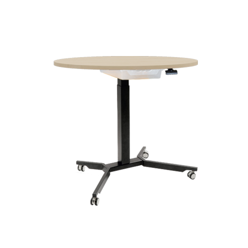 Sitz- / Stehtisch mit Melaminplatte H: 70-111 cm, fahrbarer und höhenverstellbarer Tisch
