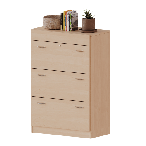 Hängeregisterschrank, 3 Ordnerhöhen - Serie evo180 Breite 80 cm, Gesamthöhe 118 cm, 3 Auszüge, abschließbar, mit Sockel (81 mm)