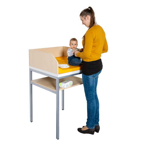 Wickeltisch mit Ablage mit Stahlgestell, B/H: 70,5x113 cm Wickeltisch mit Ablage mit Stahlgestell, B/H: 70,5x113 cm