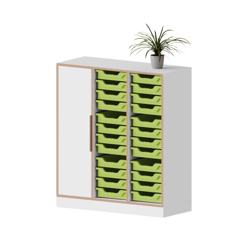 qickly® Schrank, 3 Ordnerhöhen, 1 Tür,  24 kleine Ergo Tray Boxen B/H/T: 104,2x110,5x42,6 cm