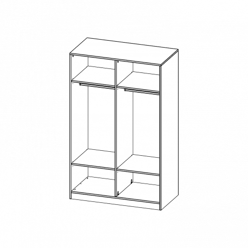 Garderobenregal,  5 Ordnerhöhen - Serie evo180 B/H/T: 120x190x60 cm, mit Mittelwand, 2 Garderobenstangen, mit Sockel (81 mm)