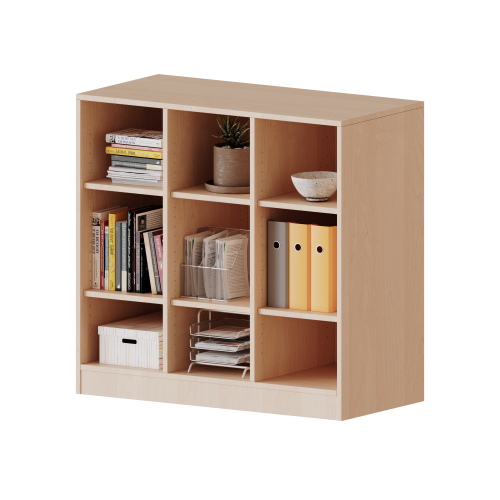 Regal, dreireihig, 2 Ordnerhöhen - evo180 Serie Breite 104,5 cm, Gesamthöhe 100 cm, mit Sockel und Mittelwand, ohne Boxen, 6 Einlegeböden
