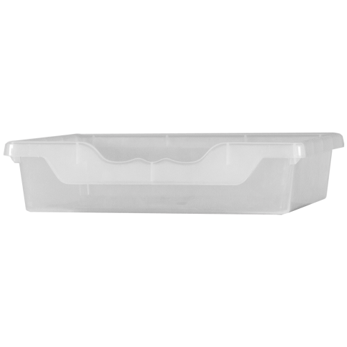 Set bestehend aus 4xErgo Tray Box M mit Montageschienen Transparent, aus schwer entflammbarem Kunststoff