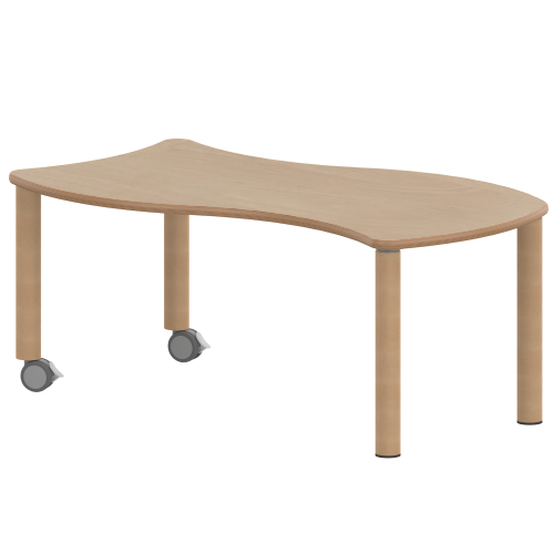 Tisch ZALOTTI mit Schichtstoff-Belag Rechteck-Wellentische, Stellfläche B/T: 126,7x76 cm, Höhen 25…76 cm, Massivholzbeine Ø 60 mm, Fußvariante: fahrbar Tisch ZALOTTI mit Schichtstoff-Belag Rechteck-Wellentische, Stellfläche B/T: 126,7x76 cm, Höhen 25…76 cm, Massivholzbeine Ø 60 mm, Fußvariante: fahrbar