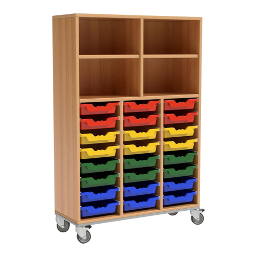 Schrank mit 24 flachen Schüben und 4 Fächer oben B/H/T: 105x161x50 cm, fahrbar