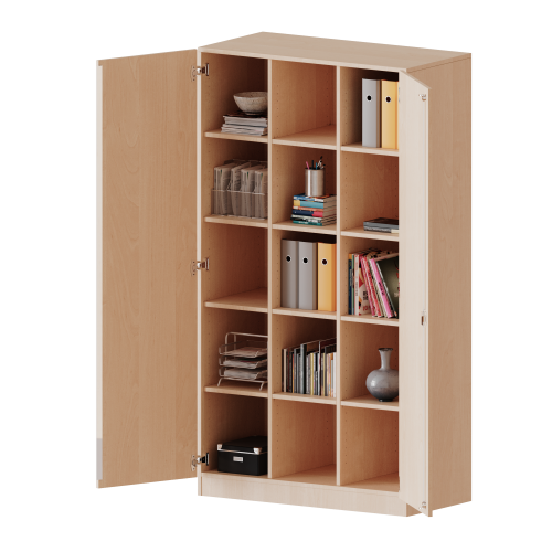 ErgoTray Schrank, dreireihig, 5 Ordnerhöhen - evo180 Serie B/H/T: 104,5x190x50 cm, zweitürig, mit Sockel (81 mm), mit 2 Mittelwänden, ohne Boxen