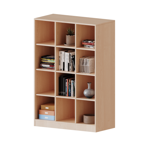 Regal, dreireihig, 4 Ordnerhöhen - evo180 Serie Breite 104,5 cm, Gesamthöhe 154 cm, mit Sockel und Mittelwand, ohne Boxen, 9 Einlegeböden