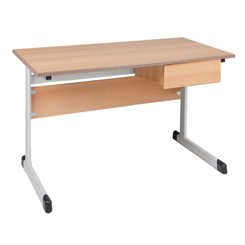 Lehrertisch, Melamin, Schub rechts unter der Tischplatte montiert B/H/T: 130x76x65 cm Lehrertisch, Melamin, Schub rechts unter der Tischplatte montiert B/H/T: 130x76x65 cm