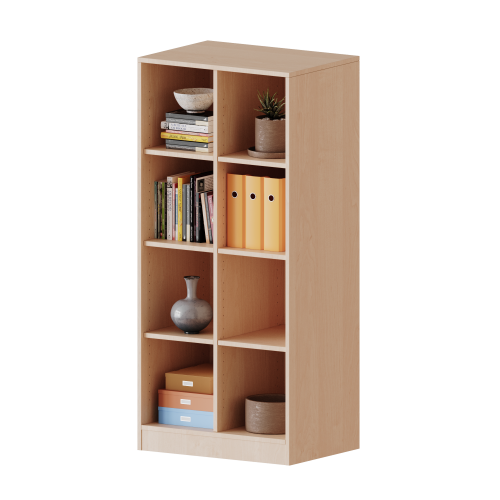 Regal, zweireihig, 4 Ordnerhöhen - evo180 Serie Breite 70,3 cm, Gesamthöhe 154 cm, mit Sockel und Mittelwand, ohne Boxen, 6 Einlegeböden