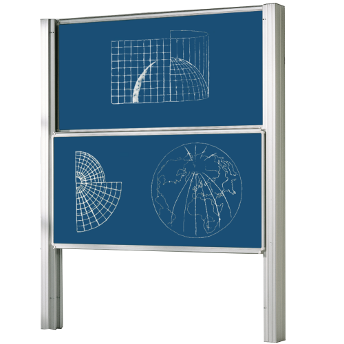 Zweiflächige Pylonentafel Schultafel aus Premium Stahlemaille, Serie PY2 E B/H: 200x100 cm, blau