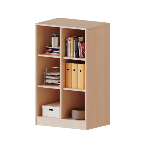 Regal, zweireihig, 3 Ordnerhöhen - evo180 Serie Breite 70,3 cm, Gesamthöhe 118 cm, mit Sockel und Mittelwand, ohne Boxen, 4 Einlegeböden