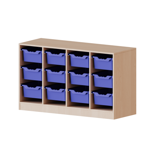 ErgoTray Regal, vierreihig, 2 Ordnerhöhen - evo180 Serie Breite 138,7 cm, Geasmthöhe 82 cm, mit Sockel, 12 hohe ErgoTray Boxen ErgoTray Regal, vierreihig, 2 Ordnerhöhen - evo180 Serie Breite 138,7 cm, Geasmthöhe 82 cm, mit Sockel, 12 hohe ErgoTray Boxen