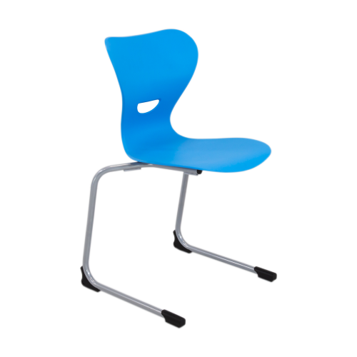 Freischwinger Schulstuhl mit Kunststoff Sitzschale Stapelbarer Freischwinger Schülerstuhl mit ergonomisch geformter Kunststoff Sitzschale, mit Griffloch