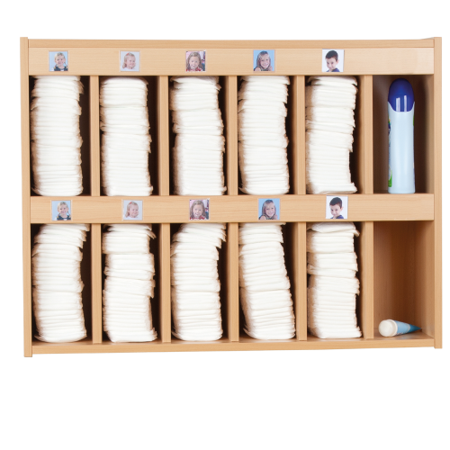 Windelhängeregal mit Bilderleisten H/T: 71x25 cm, mit Fächern in 2 Reihen, Fachinnenmaße (B/H/T): 14x27x21,5 cm, verschiedene Breiten und Anzahl Fächer Windelhängeregal mit Bilderleisten H/T: 71x25 cm, mit Fächern in 2 Reihen, Fachinnenmaße (B/H/T): 14x27x21,5 cm, verschiedene Breiten und Anzahl Fächer