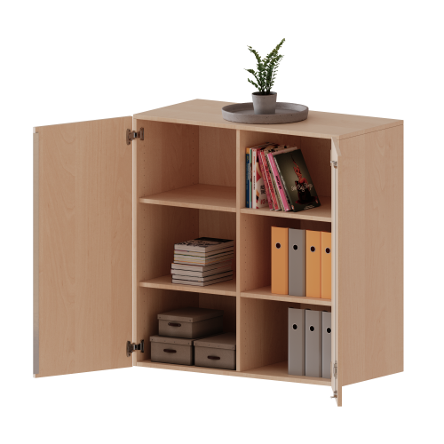 Aufsatzschrank für ErgoTray Serie, 3 Ordnerhöhe - Serie evo180 B/H/T: 104,5x108x50 cm, zwei Türen, mit Mittelwand