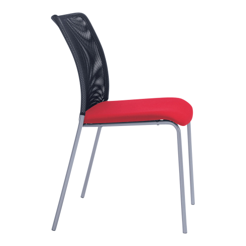 Konferenzstuhl SOLA, mit 4-Fußgestell B/H/T: 50x88x58 cm, schwarzer Netzstoff, Gestellfarbe und Stoffgruppe wählbar