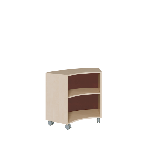 Bogenregal, Plexi-Rückwand fahrbares Regal auf 1/6-Kreis-Grundfläche Bogenregal, Plexi-Rückwand fahrbares Regal auf 1/6-Kreis-Grundfläche