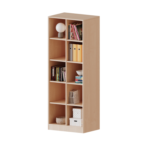 Regal, zweireihig, 5 Ordnerhöhen - evo180 Serie Breite 70,3 cm, Gesamthöhe 190 cm, mit Sockel (81 mm) und Mittelwand, ohne Boxen, 8 Einlegeböden