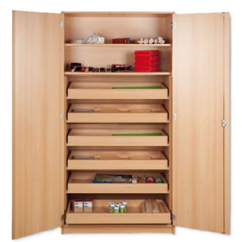 Werkschrank mit Rollschüben und Einlegeböden B/H: 120x180 cm, in 2 verschiedenen Korpustiefen und 2 unterschiedlichen Innenausstattungen