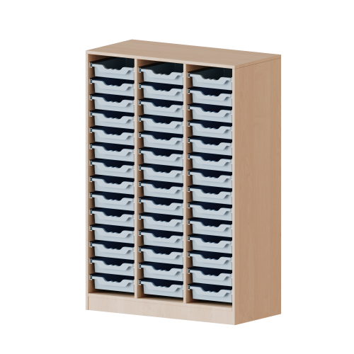 ErgoTray Regal, dreireihig, 4 Ordnerhöhen - evo180 Serie Breite 104,5 cm, Gesamthöhe 154 cm, mit Sockel, 42 flache ErgoTray Boxen ErgoTray Regal, dreireihig, 4 Ordnerhöhen - evo180 Serie Breite 104,5 cm, Gesamthöhe 154 cm, mit Sockel, 42 flache ErgoTray Boxen