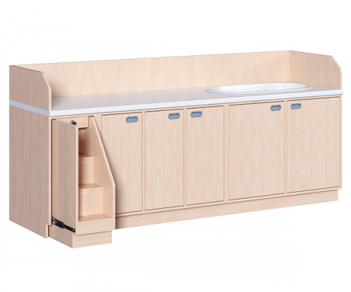 Wickelkommode, vierreihig zuzüglich Badewanne B/H: 249x113 cm, Ausziehbarer Aufstieg, Türen und Badewanne
