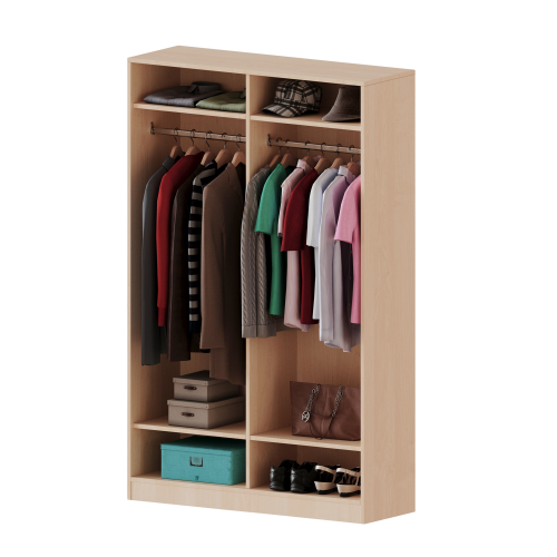 Garderobenregal,  5 Ordnerhöhen - Serie evo180 Breite 120 cm, Gesamthöhe 190 cm, mit Mittelwand, 2 Garderobenstangen, mit Sockel (81 mm) Garderobenregal,  5 Ordnerhöhen - Serie evo180 Breite 120 cm, Gesamthöhe 190 cm, mit Mittelwand, 2 Garderobenstangen, mit Sockel (81 mm)