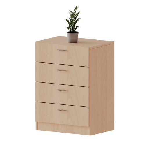 Schubladenschrank, 2 Ordnerhöhen - Serie evo180 Breite 60 cm, Gesamthöhe 82 cm, 4 Schubladen, mit Sockel (81 mm)