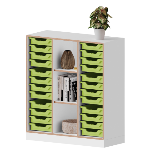 qickly® Regal, 3 Ordnerhöhen, 24 kleine Ergo Tray Boxen B/H/T: 104,2x110,5x42,6 cm qickly® Regal, 3 Ordnerhöhen, 24 kleine Ergo Tray Boxen B/H/T: 104,2x110,5x42,6 cm