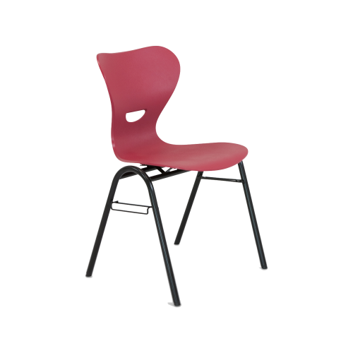 Vierbeinstuhl mit Kunststoff- Sitzschale, Sitzhöhe nach DIN Stapelbarer Vierbeinstuhl mit  Stahlrohrgestell und ergonomisch geformter Kunststoff- Sitzschale mit Griffloch