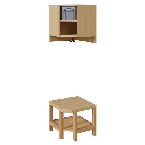 Garderoben-Innenecke, für doppelte Ablage inklusive Box B/H/T: 43x158x43 cm, ohne Stützen, zweiteilig, Ablage zur Wandmontage