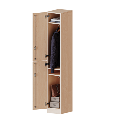 Spind Schrank, 5 Ordnerhöhen - Serie evo180 B/H/T: 30,5x190x50 cm, 2 Türen übereinander, Türen öffnen links, mit Sockel (81 mm)