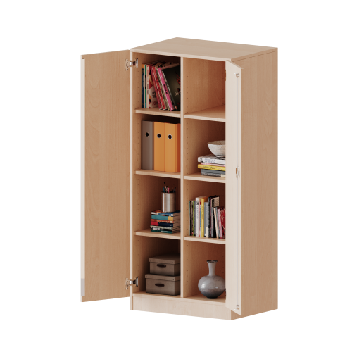 ErgoTray Schrank, zweireihig, 4 Ordnerhöhen - evo180 Serie B/H/T: 70,3x154x50 cm, zweitürig, mit Sockel (81 mm), ohne Boxen