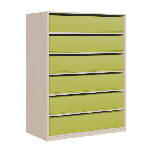 Regal für Schaumstoffbettchen B/H/T: 100x82x40 cm, mit Materialkästen ohne Sichtfenster, mit Sockel (81 mm)