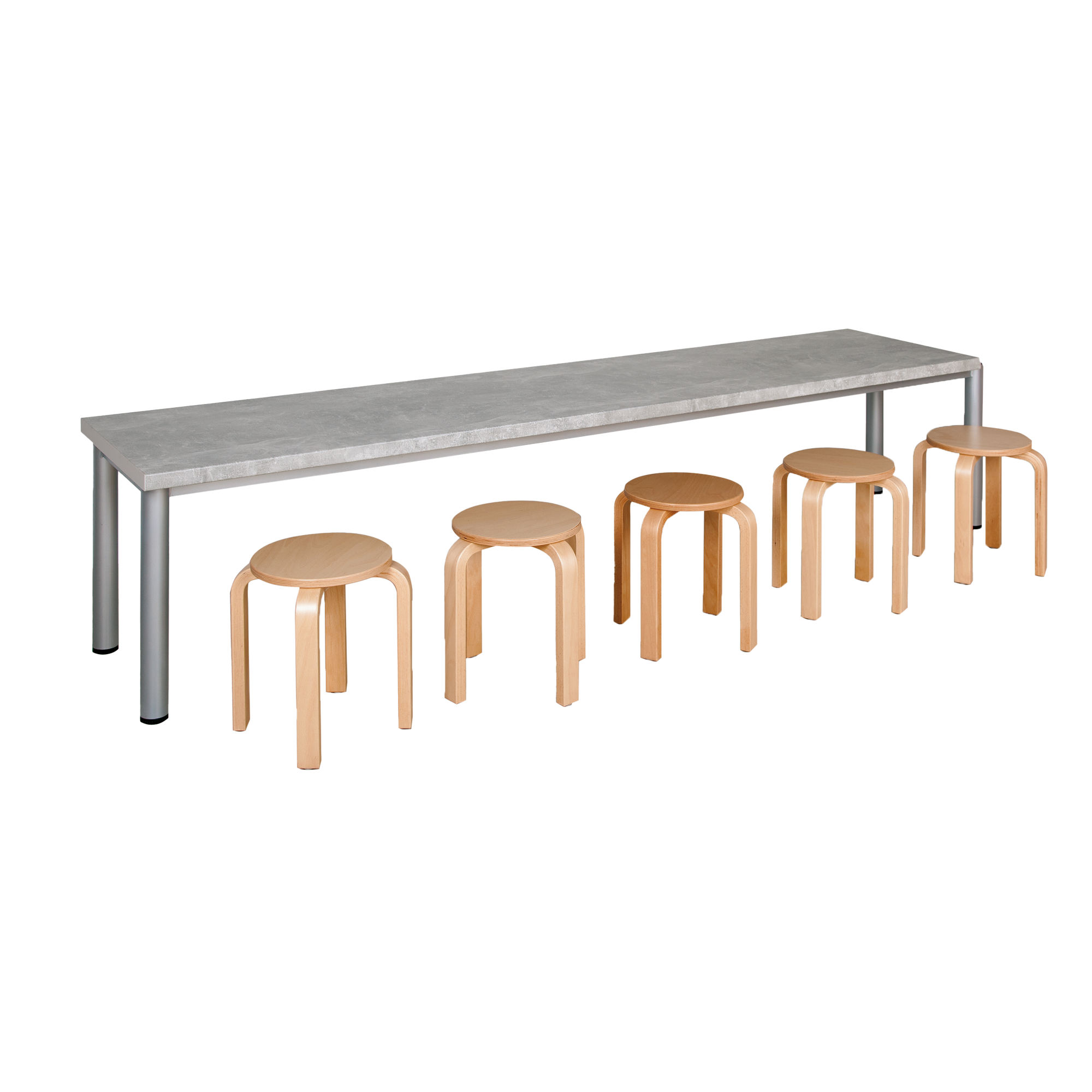 Bastelarbeitsplatz mit höhenverstellbarem Stahlgestell Arbeitsplattendekor "Light Atelier" ohne Unterbauten in B/T: 150x60 cm, verstellbar von 58-70 cm für ca. 8 Arbeitsplätze